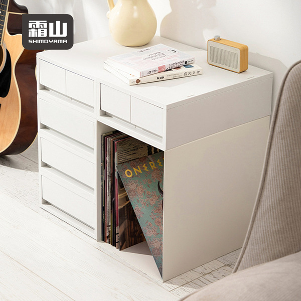 【日本霜山】PP雙格抽屜收納盒+鐵藝金屬框架2件組