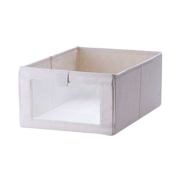 【日本霜山】布藝摺疊式分類收納盒(附透窗)-L-3入