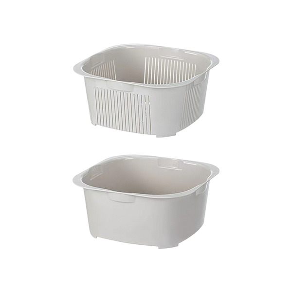 【日本霜山】可層疊雙層洗菜籃/蔬果瀝水籃-多色可選