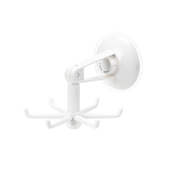 【日本霜山】免鑽釘旋轉式六爪型ABS收納掛勾-3入