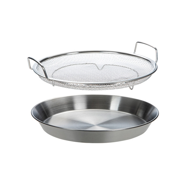 【日本霜山】304不鏽鋼濾油網/蒸盤+托盤2件組
