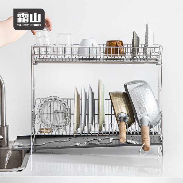 【日本霜山】304不鏽鋼雙層餐具瀝水架