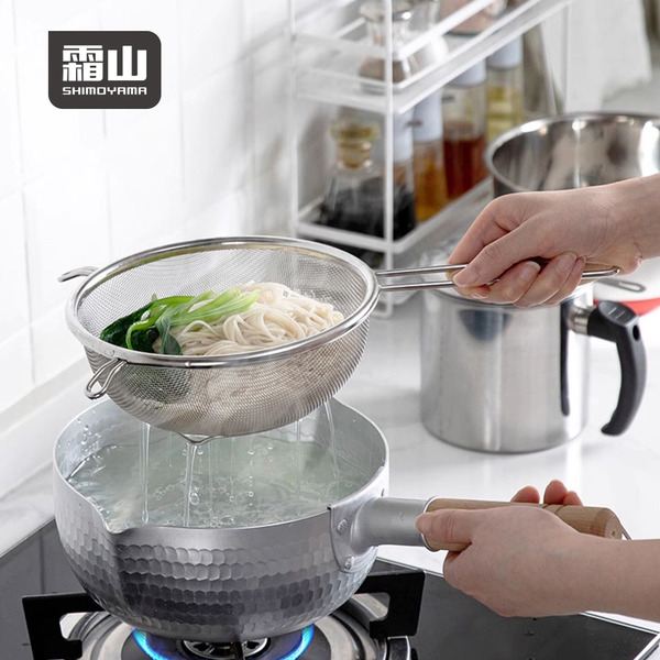 【日本霜山】長柄雙掛耳不鏽鋼瀝水網