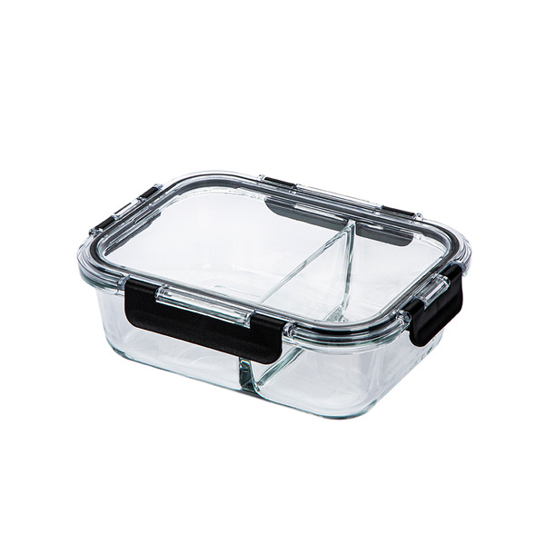 【日本霜山】耐熱玻璃保鮮盒(雙分隔)-1040ml-3入