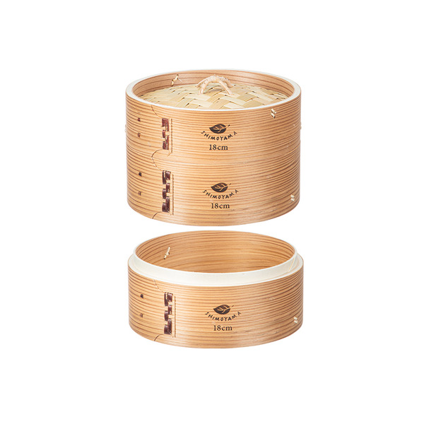 【日本霜山】圓形竹製蒸籠組(2籠1蓋)-18cm