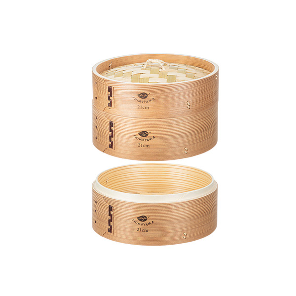 【日本霜山】圓形竹製蒸籠組(2籠1蓋)-21cm