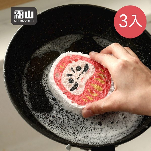 【日本霜山】可愛造型木漿棉去汙清潔海綿刷-3入-多款可選