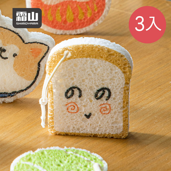 【日本霜山】可愛造型木漿棉去汙清潔海綿刷-3入-多款可選