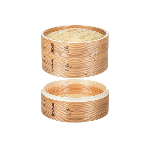 【日本霜山】圓形竹製蒸籠組(2籠1蓋)-27cm