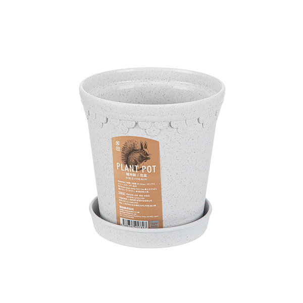 【日本霜山】復古風植纖環保花盆(附托盤)-多色可選