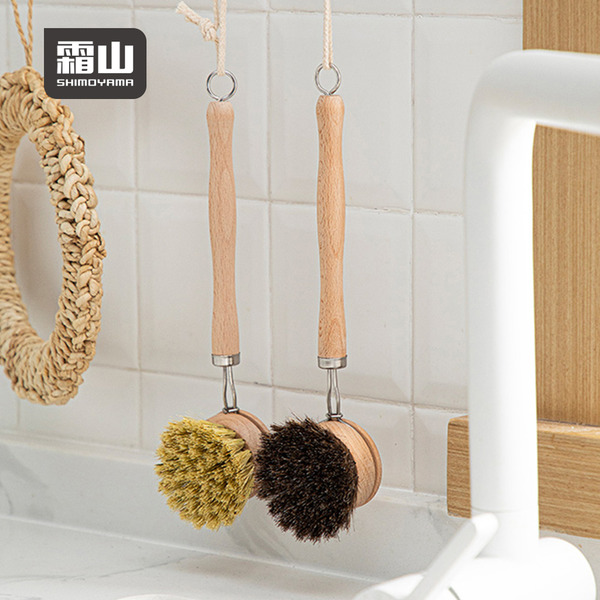 【日本霜山】櫸木柄馬毛刷頭清潔刷