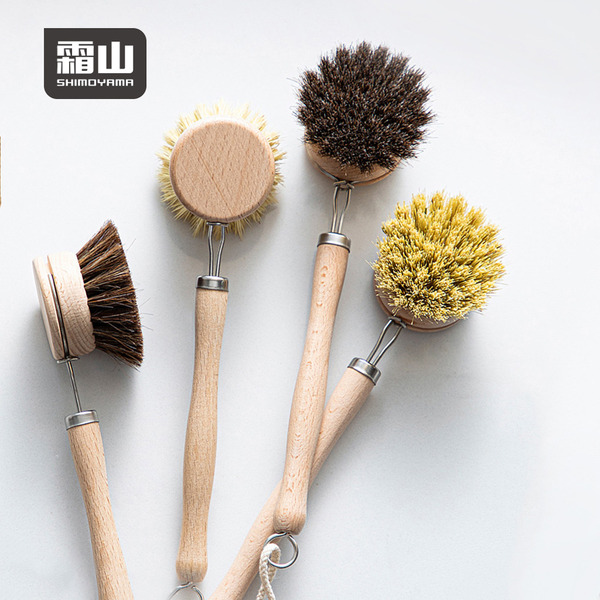 【日本霜山】櫸木柄馬毛刷頭清潔刷