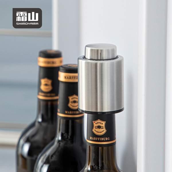 【日本霜山】304不鏽鋼真空酒瓶塞(附時間紀錄刻度)