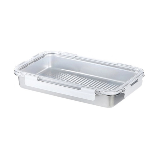 【日本霜山】316不鏽鋼烤肉醃漬盒/水餃冷凍盒/保鮮盒-3200ml-3入