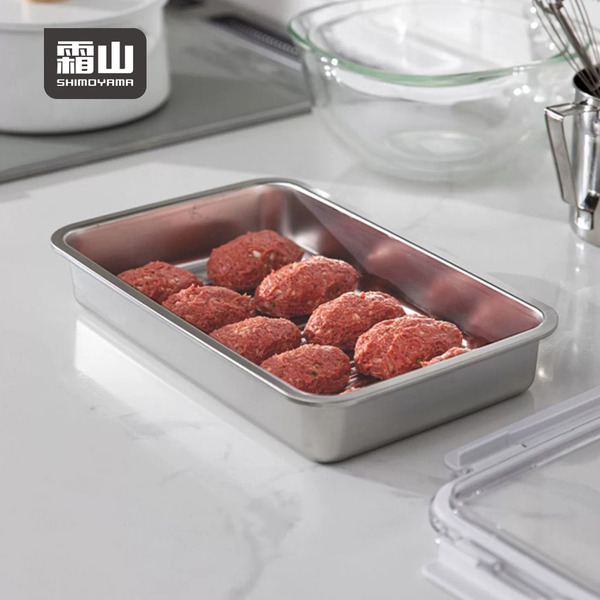 【日本霜山】316不鏽鋼烤肉醃漬盒/水餃冷凍盒/保鮮盒-3200ml-3入