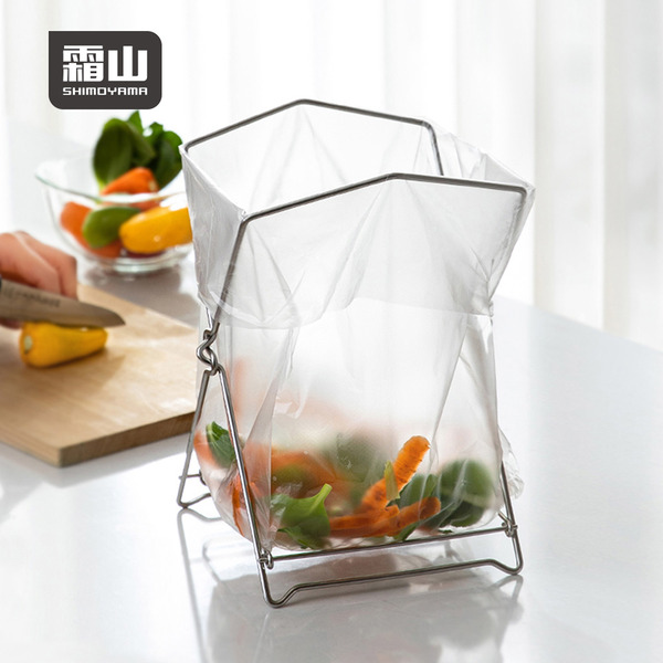 【日本霜山】桌上型折疊式304不鏽鋼垃圾袋架