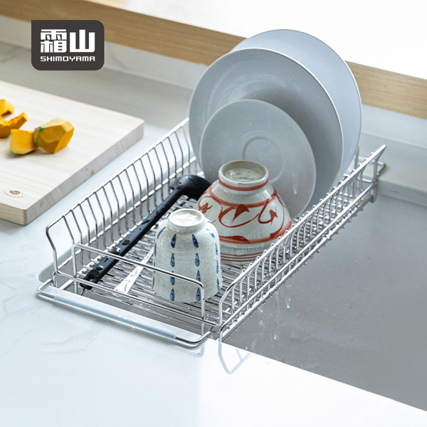 【日本霜山】304不鏽鋼水槽用伸縮式瀝水架二件組