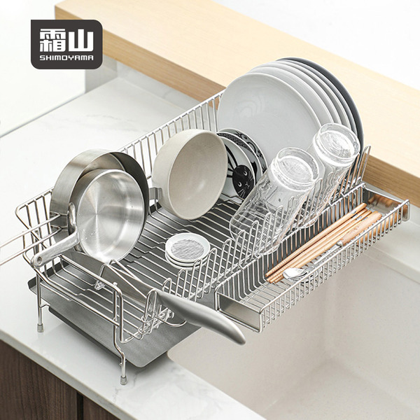 【日本霜山】304不鏽鋼餐具瀝水架(附刀架/筷架)