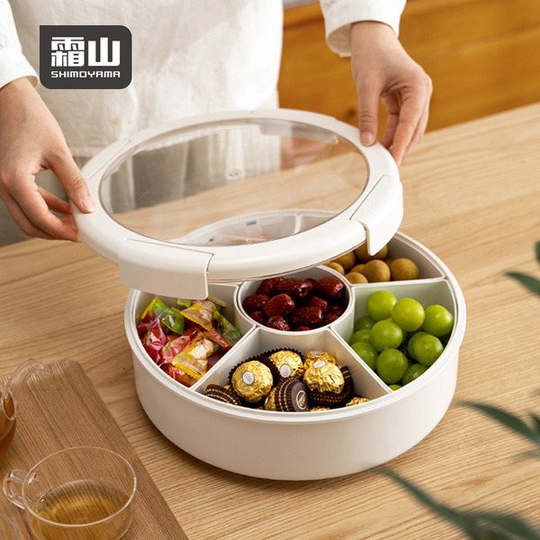 【日本霜山】ABS旋轉式6格乾果盤/零食盤(附蓋)-多色可選
