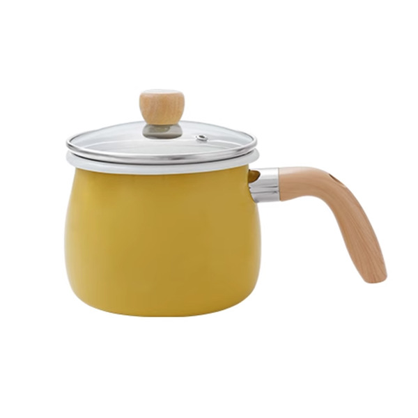 【日本霜山】單柄琺瑯牛奶鍋/湯鍋(附玻璃蓋)-1.9L