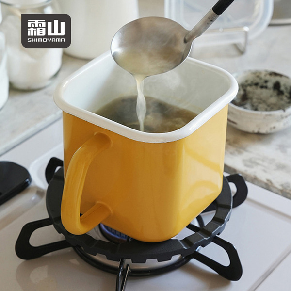 【日本霜山】方形琺瑯保鮮盒(附蓋/附把手)-1.4L-多色可選