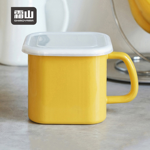 【日本霜山】方形琺瑯保鮮盒(附蓋/附把手)-1.4L-多色可選