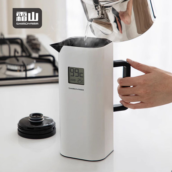 【日本霜山】智慧顯溫雙層真空保冷保溫壺-1L-多色可選