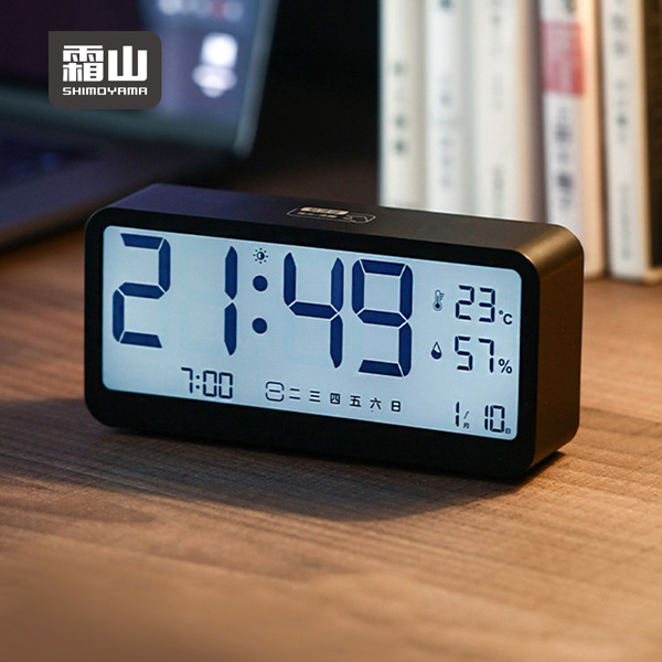 【日本霜山】多功能桌上型溫溼度電子鐘 (貪睡鬧鐘/夜光鬧鐘)-多色可選