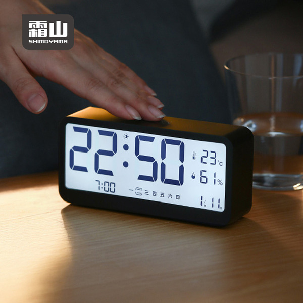 【日本霜山】多功能桌上型溫溼度電子鐘 (貪睡鬧鐘/夜光鬧鐘)-多色可選