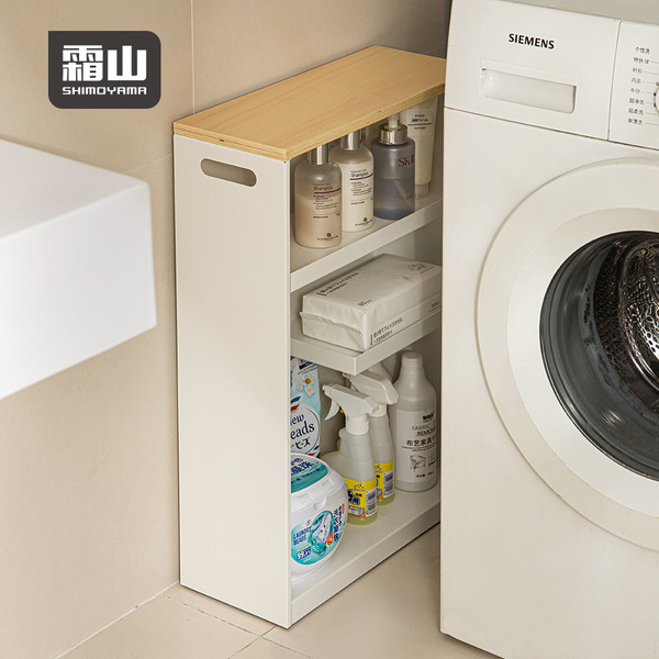 【日本霜山】浴室廁所用多層式隙縫置物架(附輪)-寬型18cm