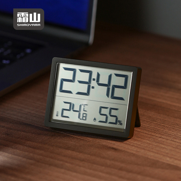 【日本霜山】簡約風磁吸式溫溼度電子鐘-多色可選