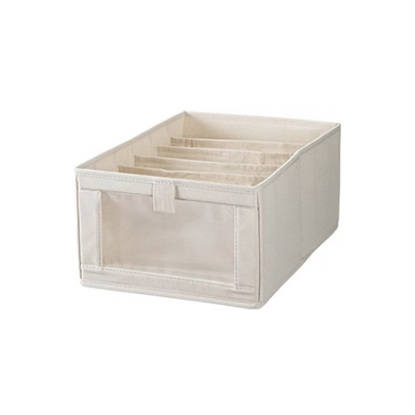 【日本霜山】6分隔布藝摺疊式分類收納盒(附透窗)-L-3入