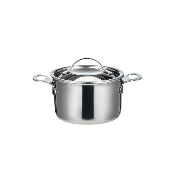 【日本霜山】雙耳不鏽鋼湯鍋/燉鍋(附蓋)-400ml (電磁爐IH爐可用)