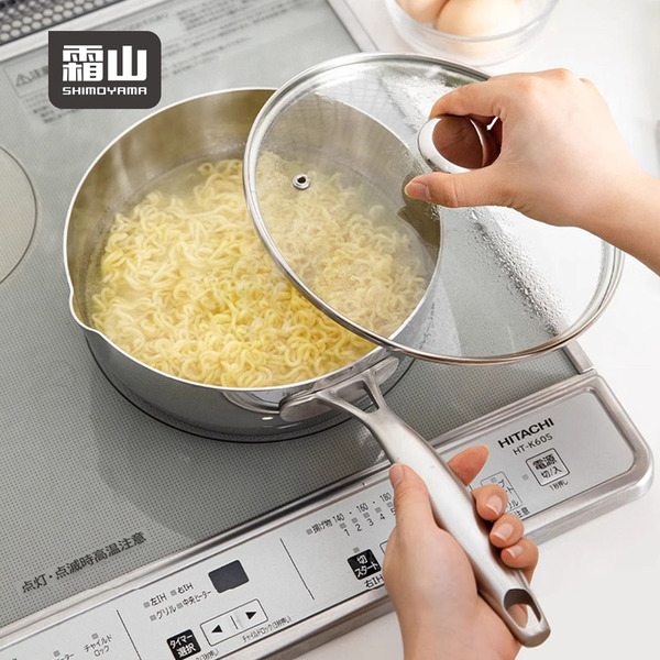 【日本霜山】單柄不鏽鋼湯鍋/雪平鍋(附蓋)-1.8L (電磁爐IH爐可用)-多款可選