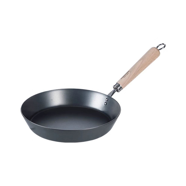 【日本霜山】日本製木柄窒化鐵煎鍋/平底鍋(IH爐可用)-26cm