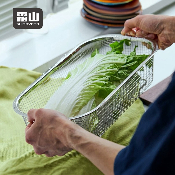【日本霜山】304不鏽鋼長方形蔬果/餐具瀝水籃