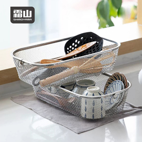 【日本霜山】304不鏽鋼長方形蔬果/餐具瀝水籃