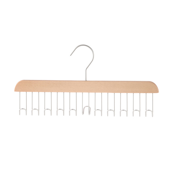 【日本霜山】木質多功能掛勾衣架/背心收納掛架(11鉤)-3入