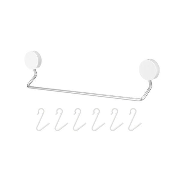 【日本霜山】日系簡約風無痕壁掛式毛巾架(附小掛勾6入)