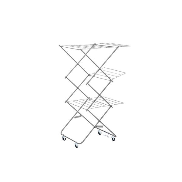 【日本霜山】多功能304不鏽鋼折疊曬衣架(附輪)