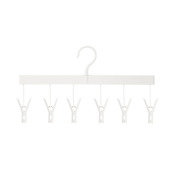 【日本霜山】ABS一字型晾曬架/吊襪架(6夾)-3入