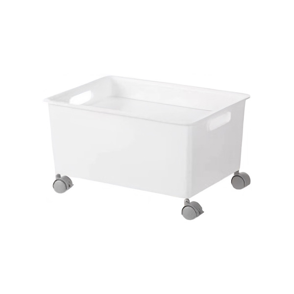 【日本霜山】寬款PP置物收納籃(附蓋&滑輪)-15L