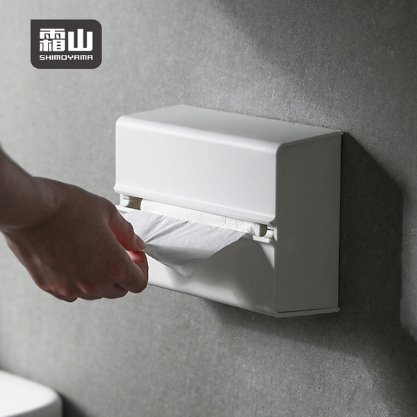 【日本霜山】時尚風免鑽釘無痕壁掛式面紙盒