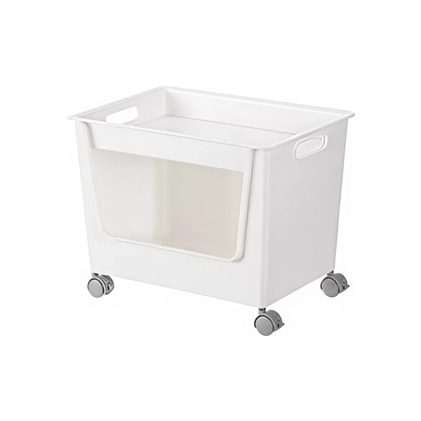 【日本霜山】直取開口款PP置物收納籃(附蓋&滑輪)-22L