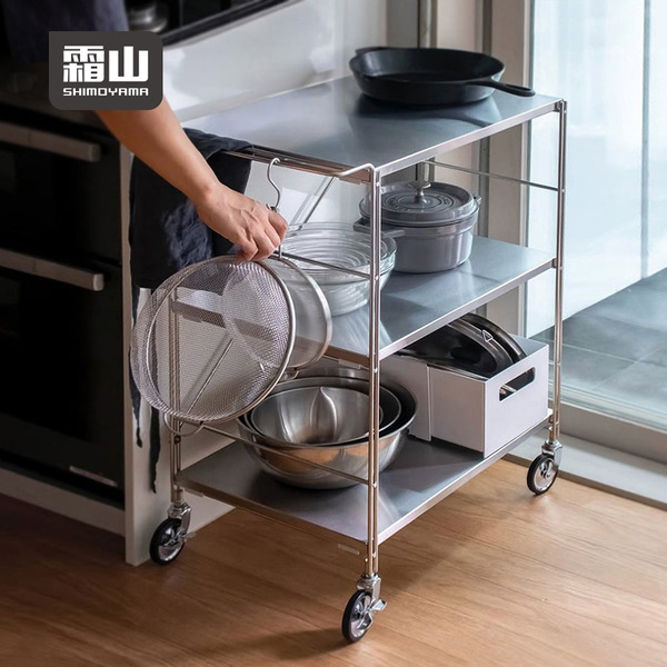 【日本霜山】多功能不鏽鋼三層置物推車(經典款)-DIY