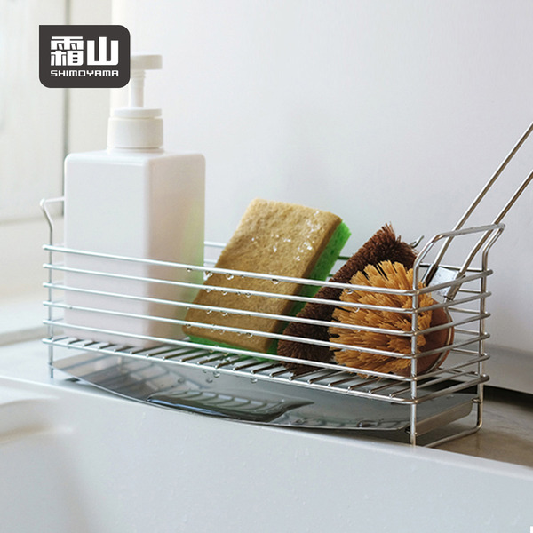 【日本霜山】304不鏽鋼菜瓜布瀝水架/水槽窄邊置物架