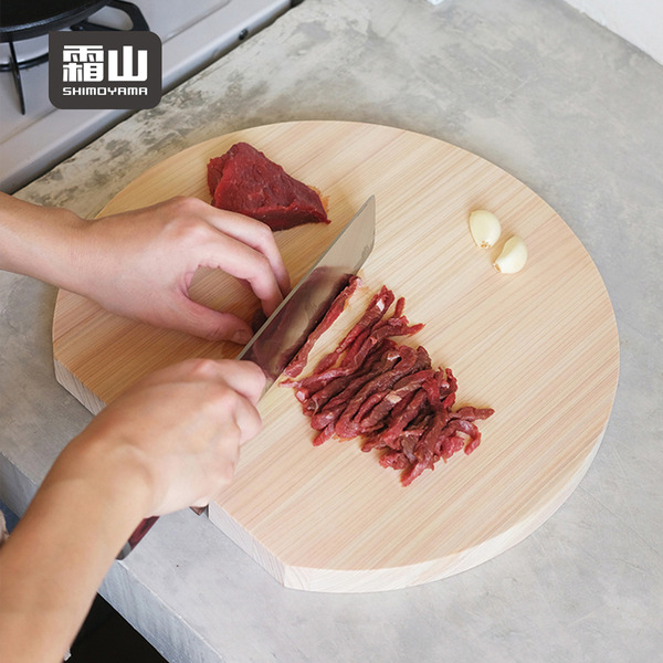 【日本霜山】可站立圓形天然檜木砧板