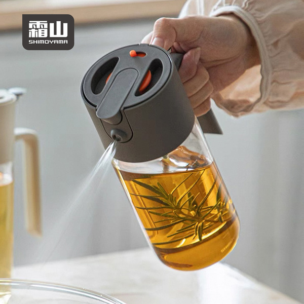 【日本霜山】按壓式噴倒兩用油瓶/玻璃油壺-550ml-多色可選