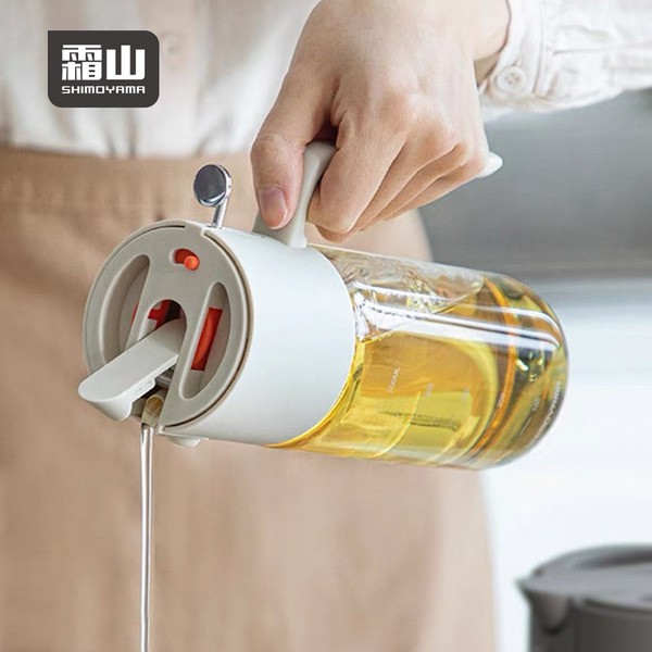 【日本霜山】按壓式噴倒兩用油瓶/玻璃油壺-550ml-多色可選