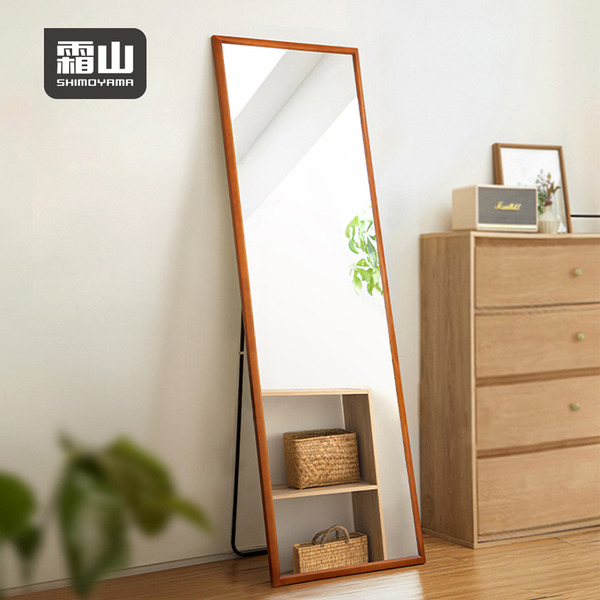 【日本霜山】寬型松木框輕量防碎全身鏡(53x163cm)